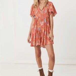 Floral Flutter Sleeve Dress